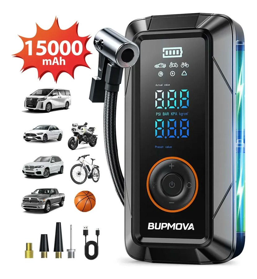 Compresor de aire portátil Bupmova, inflador de llantas recargable 150 PSI